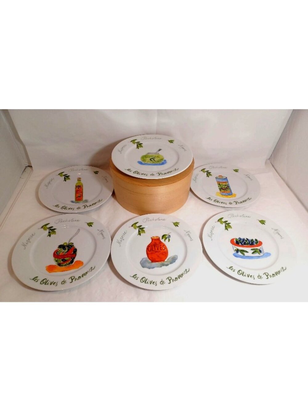 Crate & Barrel LES OLIVES DE PROVENCE 7.5" Appetizer Plate Set of 6 Revol France